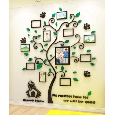 Sienas uzlīme Tree 3D DIY sienas uzlīme Ģimenes Picture Frame Photo Dog Sticker Wall Art Sienas apdare guļamistabai Dzīvojamā istaba Bērnu istaba Home Nursery