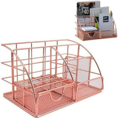 Sipliv Wrought Iron daudzfunkcionāla uzglabāšanas kaste pildspalvu turētājs pildspalvu konteiners rakstāmgalda uzglabāšanas kombinācija Bookend Sorting - maza atvilktne, Rose Gold