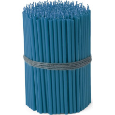 NKlaus - 250 x Taper Candles Light Blue Drip Soot Free Thin L 16 cm Premium Paraffin Wax 36111