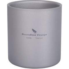 Boundless Voyage D-Ti3030d Titanium Mug, Mini Insulated Double-Walled Cup, Outdoor Camping, Foldable Coffee Tea Drinkware, Lightweight, Durable Tableware for Daily Used Hiking, 450 ml