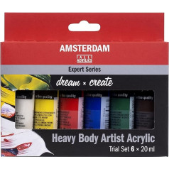 Amsterdam Expert Series Acrylic Paint Set, Sample Set (6 x 20 ml Tubes), Professional Acrylic Paint, Artist Paint