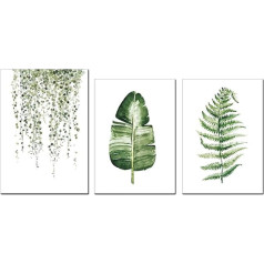 Natudeco Canvas Painting Wall Picture Canvas Wall Picture Wall Pictures for Kitchen Living Room Bedroom Emerald Green Decoration Indoor Landscaping Materials Pack of 3