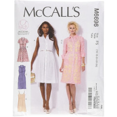 McCall's Patterns M6696 F5 dydžio 16-18-20-22-24 mergaičių suknelės ir šliaužtinukai, pakuotė po 1, baltos spalvos, pakuotė gali skirtis