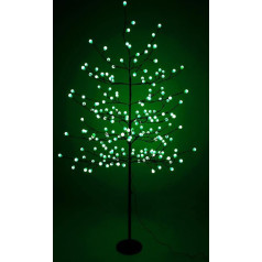 Christmas Concepts® 1.5m Green LED Berry Tree with 200 LEDs and Round Silver Base - Christmas Decoration - Indoor Christmas Lights