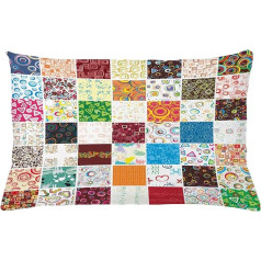 ABAKUHAUS Krāsains spilvena pārvalks, Patchwork retro stila, digitālais apdruks abās pusēs ar rāvējslēdzēju, noturīgs pret krāsām, viegli kopjams un mazgājams, 65 x 40 cm, zaļš, zaļš, akva