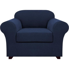 H.Versailtex 1 sēdvietas dīvāns Slipcovers Stretch krēslu pārvalki 1 sēdekļa spilvenam Žakarda formas neslīdošs mēbeļu aizsargs 1 sēdvieta Navy Blue