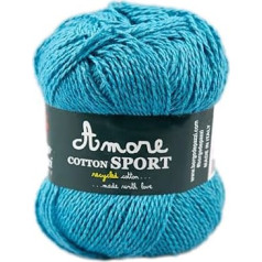 10 Balls Cotton (Turquoise 38) 50 g Cotton Yarn for Crochet and Needles for Knitting, Yarn for Crochet and Iron, Made in Italy, Borgo de 'Pazzia Firence