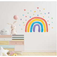 29 gabali DIY varavīksnes sienas uzlīmes, akvareļu varavīksnes logu uzlīmes, krāsainas punktiņi mīlestība sirds sienas mākslas uzlīmes bērniem meiteņu guļamistaba bērnu istaba dzimšanas dienas svinību dekorācijas