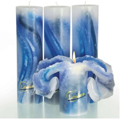 Candela Lotus kaste Aquarell Blau Töne 28 cm