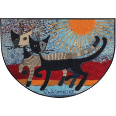 Rosina Wachtmeister In Due Sulla Riva, H60 x 085 cm, Ieejas paklājs, Durvju paklājs, Mazgājams, Kaķi, Krāsains, Pusapaļš, Dizaina kvalitāte