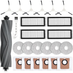 24 Piederumi Dreame L20 Ultra / L20 Ultra pilnīgai robotizētā putekļsūcēja komplektācijai, 1 galvenā birste, 4 filtri, 6 salvetes, 6 putekļu maisiņi, 6 sānu birstes, 1 tīrīšanas birste