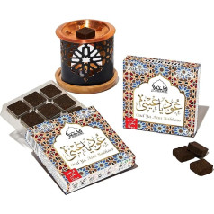 Dukhni Bakhoor - Oud Al Aini Frankincense - Set of 2 Premium Bakhoor Incense Set - 9 per Pack with Persian Exotic Bakhoor Burner - For Indoor Use, Meditation, Relaxation, Vocals, Rest