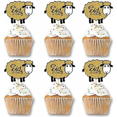 48 gabali Glitter Sheep Design Eid Al Adha Cupcake Toppers Party Dekorācijas Islāma musulmaņu partiju piederumi