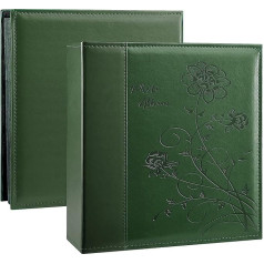 Miaikoe fotoalbums 6x4 400 fotoattēlu Slip In Extra Large Capacity Leather Cover Kāzu ģimenes bilžu albums Uztur 400 vertikālās fotogrāfijas Landscape 4x6 tumši zaļš