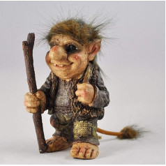 Prezents.com Troll hält Gehstock, Skulptur, klein, Geschenk, einzigartig, Heimdekoration, Höhe: 13 cm