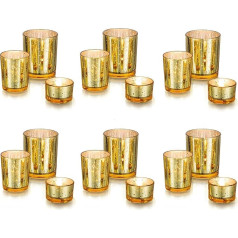 Romadedi Gold Tea Light Holder Candle Holder Glass: 18 шт. / 6 набор ртути чайные стаканы фонарь держатель свечи для чайных огней свечи украшения стола для свадьбы в