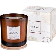 AVA & MAY Persia Large Scented Candle (500g) - vegānu sojas vaska svece ar 70 stundu degšanas laiku - ar augstākās kvalitātes vīģes, jasmīna un neroli aromātisko eļļu