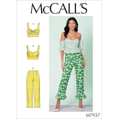 McCall's Patterns McCall's M7937A5 Moterų kelnės, pasėlių bakas ir viršutinė dalis be pečių Siuvimo modeliai, dydžiai 6-14 Siuvimo modelis, popierius, baltas, įvairūs dydžiai