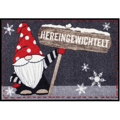 Salonloewe Durvju paklājs Christmas Gnome Knud Welcome Home Dirt Trapper Mat Mazgājams neslīdošs durvju paklājs ārdurvīm un iekštelpām 50 x 75 cm Krāsa: Krāsa: antracīta sarkana