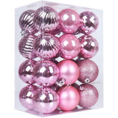 Ziemassvētku Baubles eglīšu rotājumiem Shatterproof Matte Glitter 60mm Ziemassvētku Baubles Ziemassvētku eglīšu piekariņi rotājumi Rozā 24gab