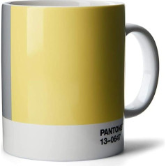 Pantone porcelāna kafijas krūze, ar biezām sieniņām, paredzēta mazgāšanai trauku mazgājamā mašīnā, 375 ml, ar dāvanu kastīti, Illuminating 13-0647 & Ultimate Grey 17-5104, CoY2021, 101032021