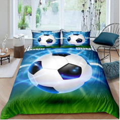 Loussiesd Zēnu futbola gultasveļas komplekts, 135 x 200 cm, sporta tēma, segas pārvalka komplekts bērniem, pusaudžiem, 3D futbola raksta gultas komplekts, sacensību spēles, gultasveļa, 2 gabali