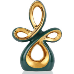 QIANLING Home Decor Stand Abstract Art Green Gold Keramikas statuja Skulptūra Modern Decor Accents galda akcentus Centrtieces istabas Dzīvojamā istaba Ieeja Birojs Kafijas galds Virtuve Vannas istaba Ēdamgalds Plaukts