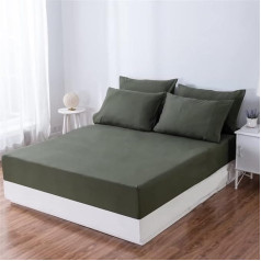 Ruccit Double Fitted Sheet Army Green Deep Pocket Fitted Sheet Double 41cm Deep Fitted Sheet All Around Elastīgs Fitted Sheet Tikai matēta mikrošķiedra Mīksta, mīksta, viegla kopšana