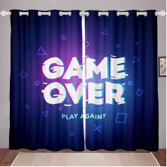 Loussiesd Gamer aizkars guļamistabai Zēni datorspēļu istabas aizkars bērniem pusaudžiem Elektroniskās spēles Gamer Thermal Curtain Blue Purple Games aizkari W 46 x L 54 cm