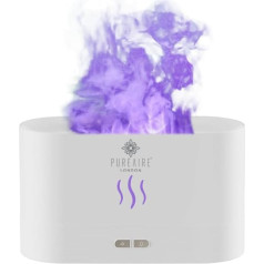 PureAire Öl difuzors Flammeneffekt Luftbefeuchter für Schlafzimmer Büro Aromatherapie Diffusor Aroma Home Duft Diffusoren für Zuhause Farbwechsel LED Ultraschall USB (Weiß) Auto Off Nachtlicht Cool