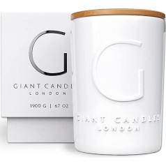 GIANT CANDLES London | 200 Hours | 1900 g XXL keramikas aromātiskā svece | 4 daktis | Dāvanu kaste | 100% dabīgs vegānu sojas vasks | Giant Organics | Extra Large XL Big Candle | Fragrance: Sudraba lina aromāts.