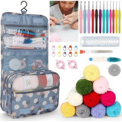 Osznmmg Häkelsets für Anfänger und Erwachsene, 48-teiliges Häkel-Starter-Set für Kinder, mit Anleitung (evtl. nicht in deutscher Sprache) und 10 x 25 g Garn, Strick-Starter-Set für Erwachsene