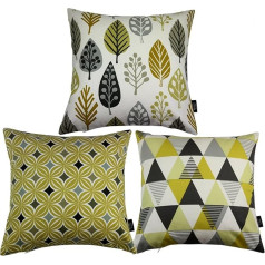 McAlister Textiles - Copenhagen Kollektion | 3er Set Kissenbezüge mit geometrischem Muster 40cm x 40cm in Ockergelb | Skandināvu stils Deko Kissenhülle für Bett, Sofa, Couch 100% Baumwolle