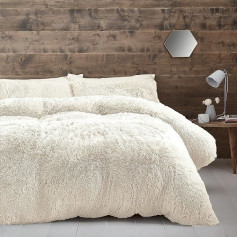 Catherine Lansfield Cuddly High Pile Faux Fur Super King sega ar spilvendrānu pārvalku komplekts Cream