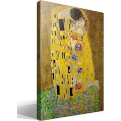 cuadrosfamosos.es - Bild Wallart - Gustav Klimt von Kuss - Druck auf Leinwand aus 100% Baumwolle - Holzrahmen 3x3cm - Breite: 40cm - Höhe: 55cm