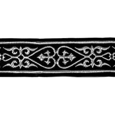 1A-Kurzwaren 35007-swsi Celtic Border Woven Ribbon 35 mm Wide Krāsa: Black/Silver Iesniedz 1A-Kurzwaren