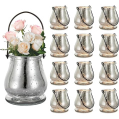 Inweder Tea Lights Candle Holder Glass Hanging Candle Holder: 12 серебряных свечей для чайных фонарей для украшения стола, свадьбы, рождественских вечеринок и домашнег