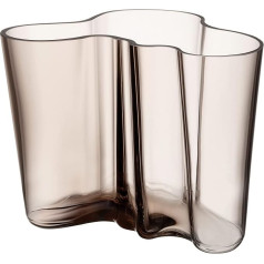 Iittala Alvar Aalto 1051436 Kristāla stikla vāze viļņa formā lina krāsā, izmēri: 16 cm x 20,8 cm