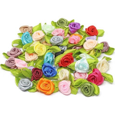 25 gab Daudzkrāsains Mini Rose Satīna lentes 15mm Dekoratīvie amatniecības 25 gab.