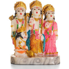 Dieva statuja Skulptūra Idol Figure Hand Painted Decorative Showpiece for Home Office Pooja Ghar Temple Decor and Gift (Ram Darbar)