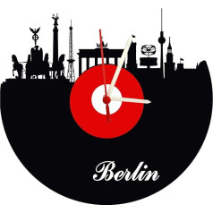 bigcopy e.K. Sienas pulkstenis Berlin Skyline Red / White Football Clock Augstas kvalitātes akrila stikla pulkstenis ar klusu kvarca mehānismu