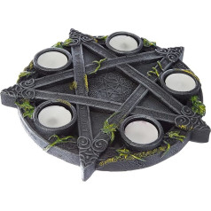 Nemesis Now B2538G6 Wiccan Pentagramm Teelichthalter, 25,5 cm, Schwarz, Harz