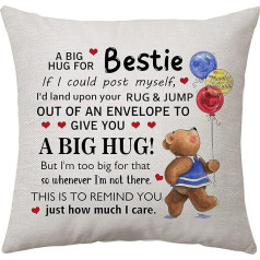 Bestie Cushion Cover Dāvanas Bestie Dāvana viņai Sievietes Draudzība Dāvanu spilvenu pārvalki Long Distance Hugging Dāvanas labākajiem draugiem Dzimšanas diena Ziemassvētki (Beast)