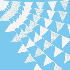 jijAcraft 42 Pack Lace and White Bunting Banner 42 Pack Reusable Garden Flags for Wedding, Birthday, Baby Shower, Anniversary, Graduation, Classroom Decoration