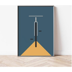 Mabudi Plakāts Vintage velosipēdu plakāts Retro velosipēdu plakāts Piedzīvojumu plakāts Velosipēds Bauhaus Print Art Print Biker (Zils-dzeltens, 50 x 70 cm)