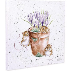 Wrendale Designs Garden Friends White Square Canvas Art Print 8x8