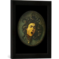 Michelangelo Merisi Caravaggio Ierāmēta Picture The Head of Medusa Art Print in High-Quality Handmade Picture Frame 30 x 40 cm Matt Black