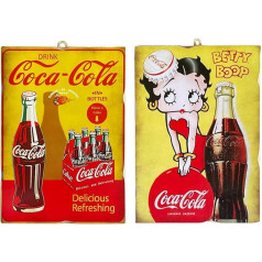 KUSTOM ART 2 Vintage Coca Cola Betty Boop Kolekcionējamās bildes Koka Print 25x18cm