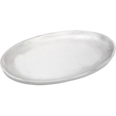 NKlaus 10373 Ovāla plāksne svecēm 20 x 11 cm Aluminium Silver Matt Saucer Galda dekorēšana Virsma gluda