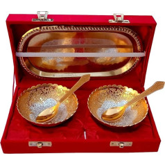 Purpledip Metal Serving Bowl for Dry Fruits, Candy or Sweets, Silver Gold Finish (12533B)